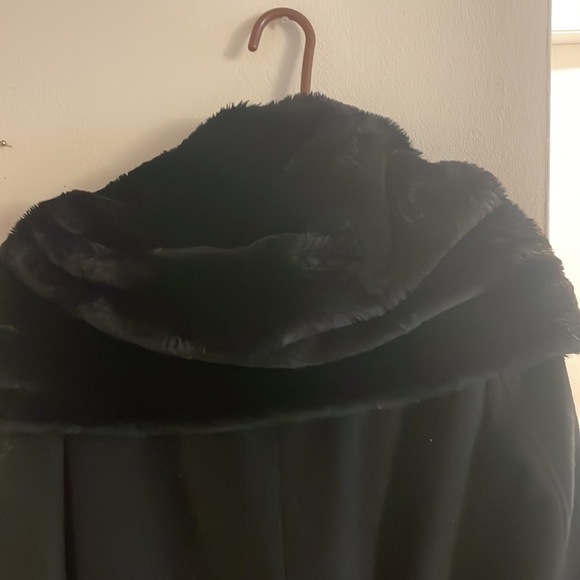 Calvin Klein wool blend belted coat with faux fur hood size small - Picture 5 of 10